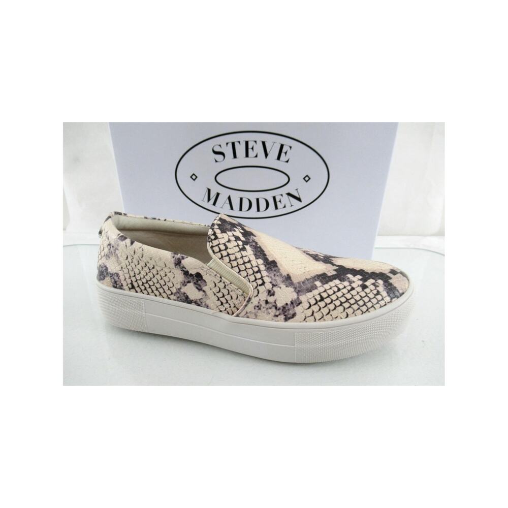 Steve Madden Gills Platform Slip On Sneaker Comfort Beige Snake Size 10